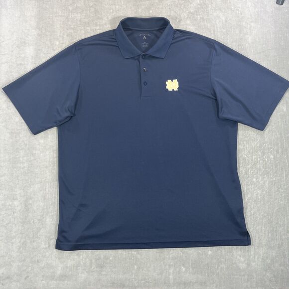 Notre Dame Fighting Irish Antigua Mens XL Blue Short Sleeve Golf Polo Shirt - Picture 1 of 6